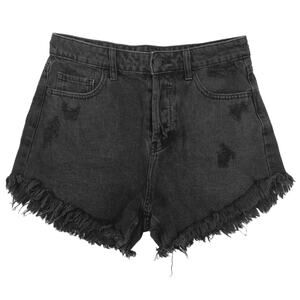 Wild Fable Black Denim High Rise Distressed Cut Off Hem Mini Jeans Shorts Size 6